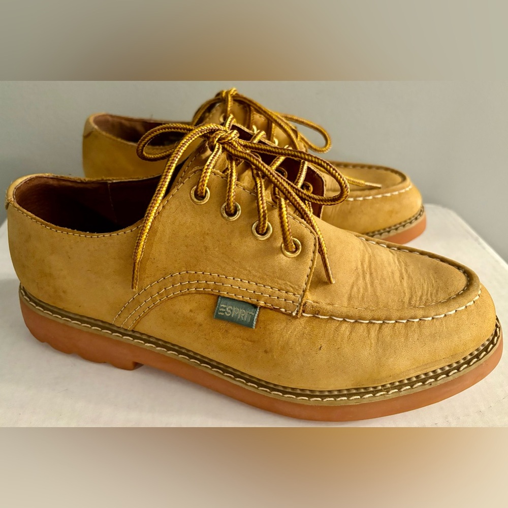 ESPIRIT Yellow Suede 1/2 Workman Boots Shoes Size 8.5